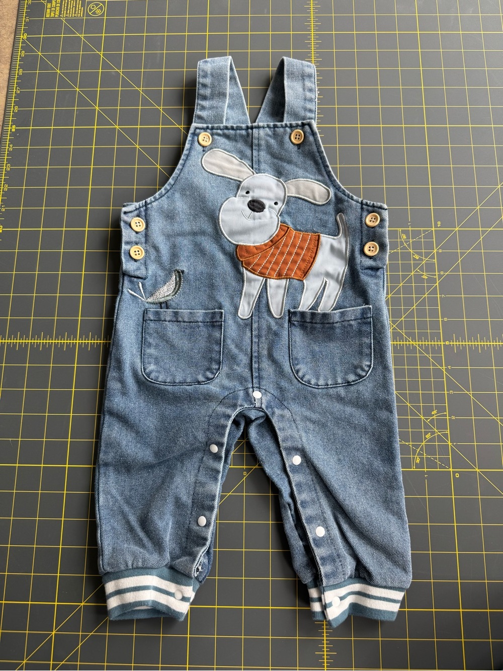 6-9 Months Boys Denim Dog Applique Overalls